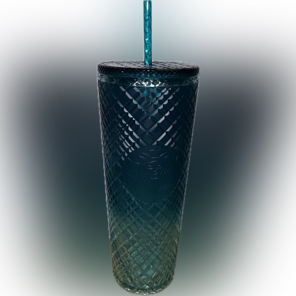 Starbucks - Green Ombre Jeweled Venti Cold Plastic Cup Tumbler, 24 oz
